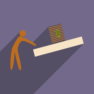 Düz gölge simgesi ve mobil uygulama yükleyici kutusu ile 