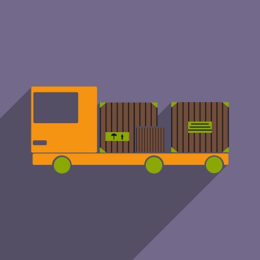 Düz gölge simgesi ve mobil uygulama araba kargo lojistik ile