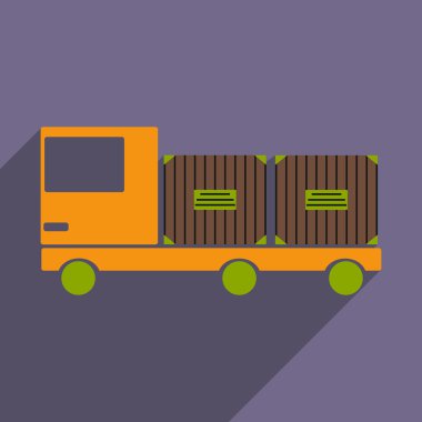 Düz gölge simgesi ve mobil uygulama araba kargo lojistik ile