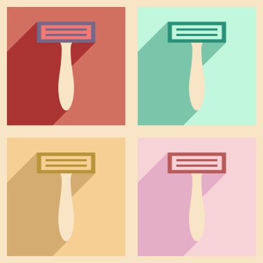 Düz gölge kavramı ve mobil uygulama kadın ustura ile