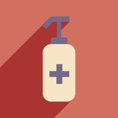 Düz gölge simgesi ve mobil uygulama tıbbi antiseptikler