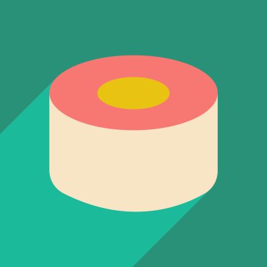 Düz gölge simgesi ve mobil uygulama suşi ile