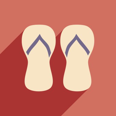Düz gölge ile simge ve mobil uygulama beach flip flop