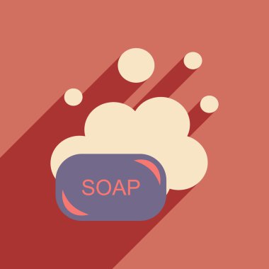 Düz gölge simgesi ve mobil uygulama sabun ile