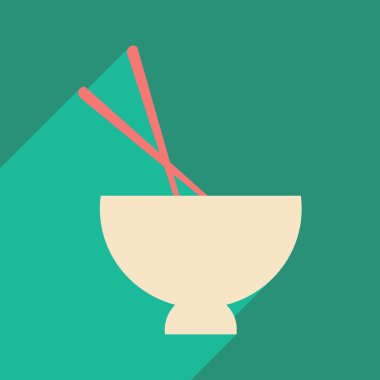 Düz gölge simgesi ve mobil uygulama çorba kasesi ile