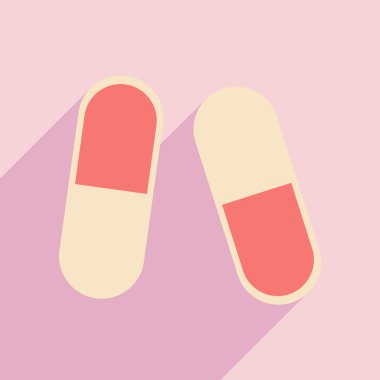 düz gölge simgesi ve mobil uygulama hapları ile