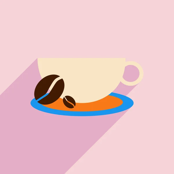 Piso con icono de sombra y aplicación móvil demitasse — Vector de stock