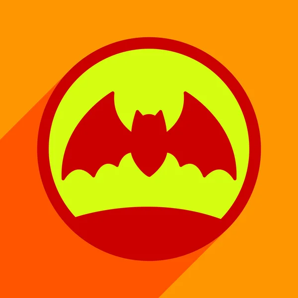 Piso con icono de sombra y aplicación móvil bat moon — Vector de stock