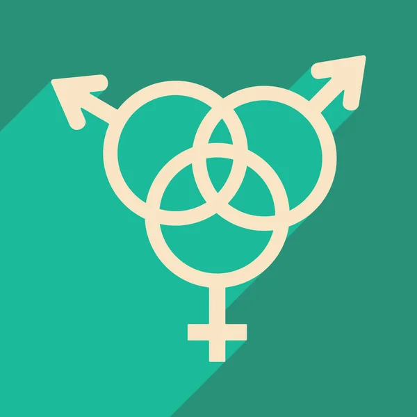 Düz gölge simgesi ve mobil uygulama eşitlik cinsiyetler ile — Stok Vektör