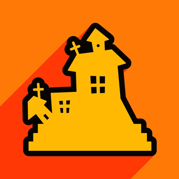 Appartement met schaduw pictogram en mobiele toepassing haunted house — Stockvector