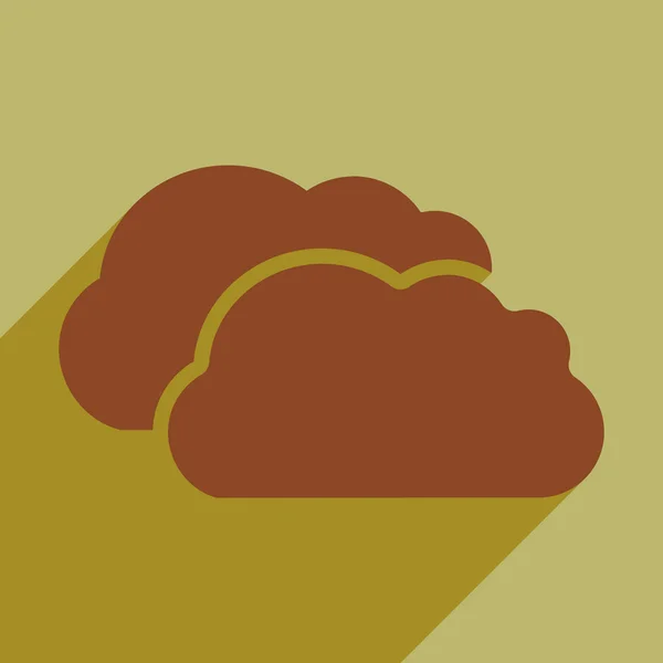 Plat avec icône d'ombre et nuages d'applications mobiles — Image vectorielle