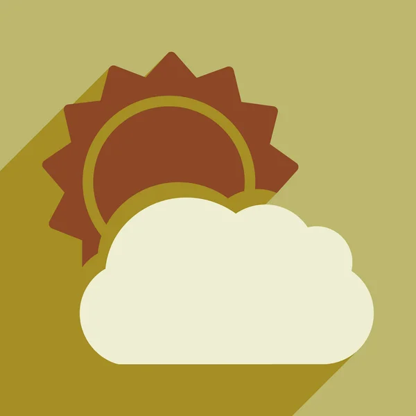 平与阴影图标和移动应用太阳云 — 图库矢量图片