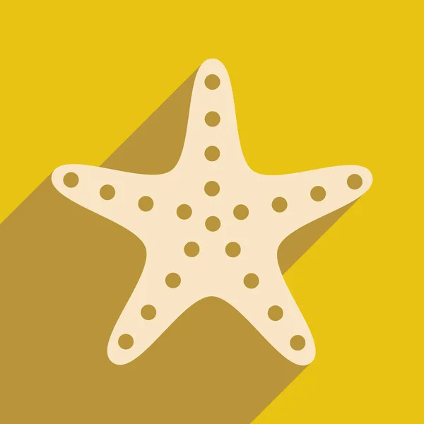 Piso con icono de sombra y aplicación móvil estrella de mar — Vector de stock