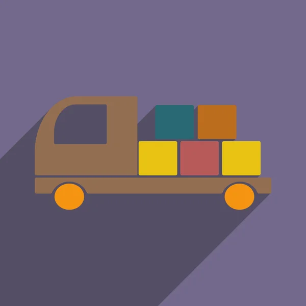 平与阴影图标和移动应用程序交付卡车 — 图库矢量图片