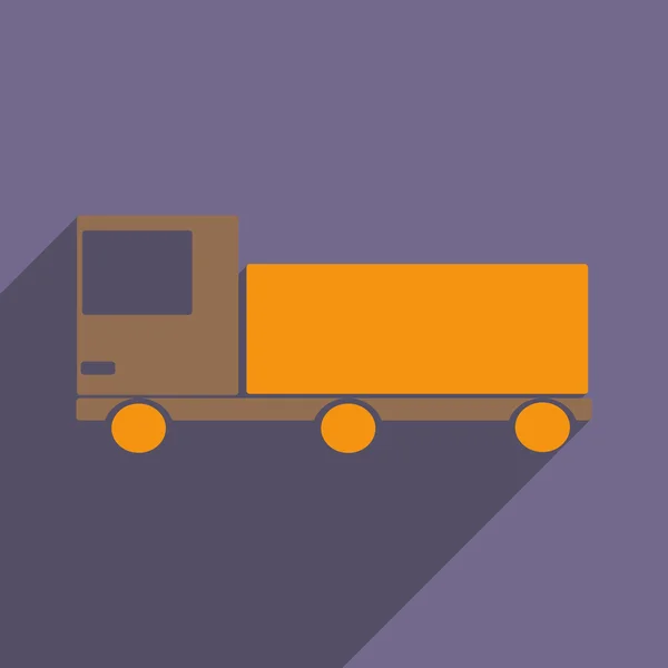 Düz gölge simgesi ve mobil uygulama dağıtım kamyonu ile — Stok Vektör
