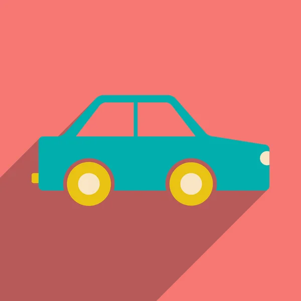 Piso con icono de sombra y aplicación móvil juguete coche — Vector de stock