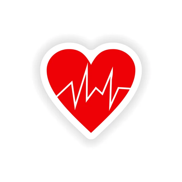 Ícone adesivo design realista no papel logotipo cardiologia — Vetor de Stock