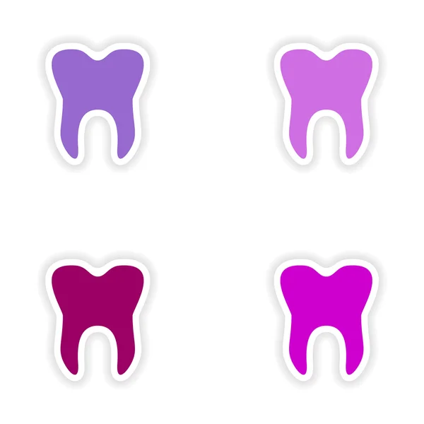 Montaggio disegno adesivo realistico sui denti logo di carta — Vettoriale Stock