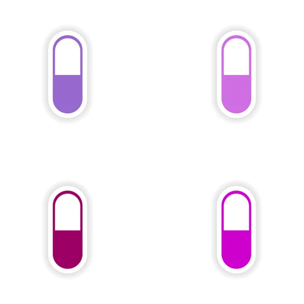 Vergadering realistische sticker ontwerp op papier pillen — Stockvector