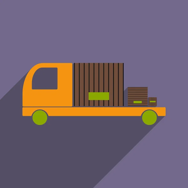 Appartamento con icona ombra e applicazione mobile logistica del carico auto — Vettoriale Stock