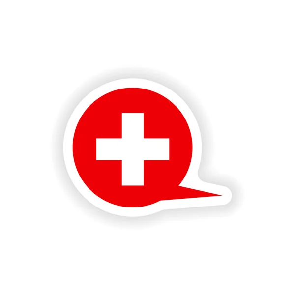 Icône autocollant conception réaliste sur papier logo soins médicaux — Image vectorielle