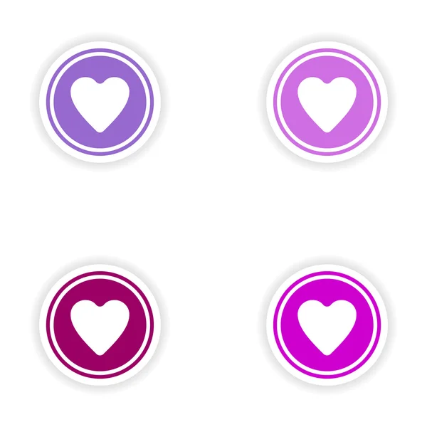 Vergadering realistische sticker ontwerp op papier hart logo — Stockvector