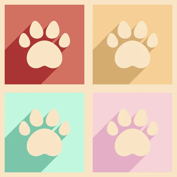 Piso con concepto de sombra y aplicación móvil rastros de animales — Vector de stock