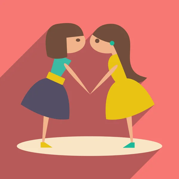 Flat with shadow icon and mobile application girlfriends Stock Illustration