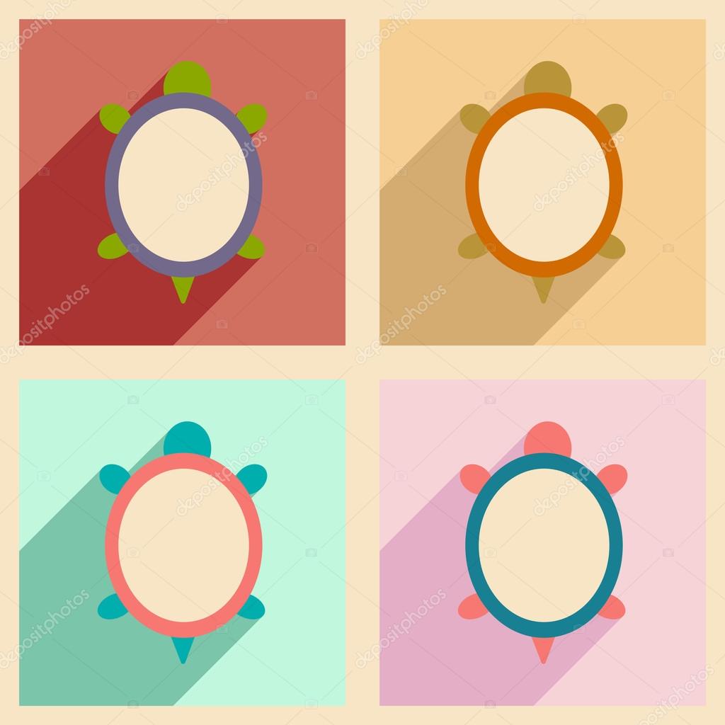 Flat with shadow concept and mobile application turtle