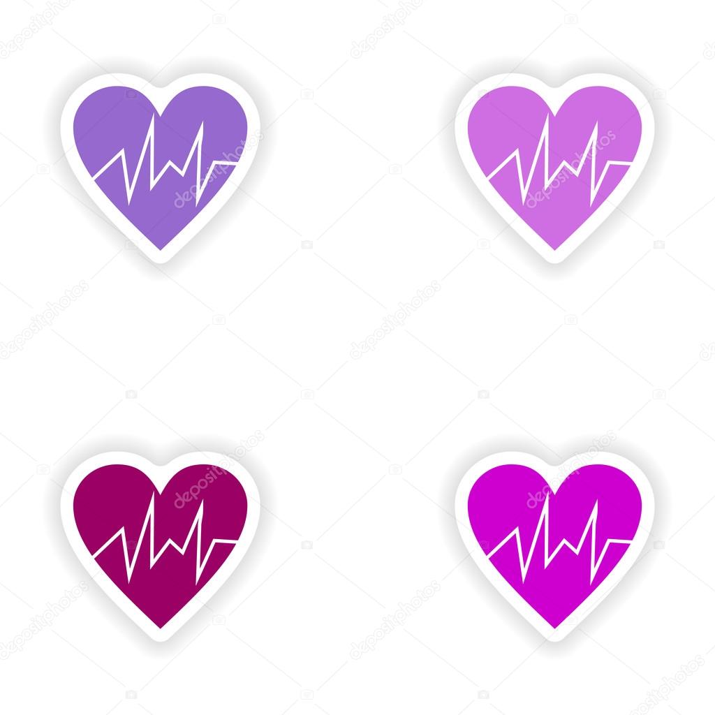Assembly realistic sticker design on paper logo cardiology