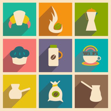 düz gölge kavramı ve mobil uygulama kahve ile