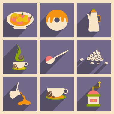 düz gölge kavramı ve mobil uygulama kahve tatlılar ile