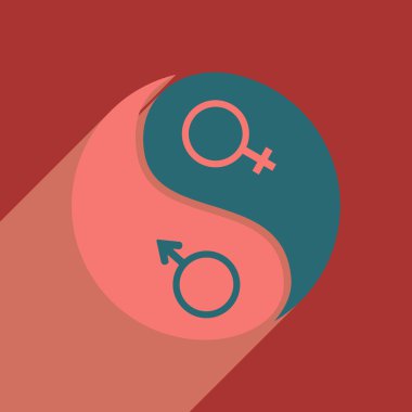 Düz gölge simgesi ve mobil uygulama eşitlik cinsiyetler ile