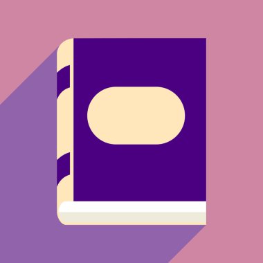 Düz gölge simgesi ve mobil uygulama kitap simgesi ile