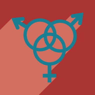 Düz gölge simgesi ve mobil uygulama eşitlik cinsiyetler ile