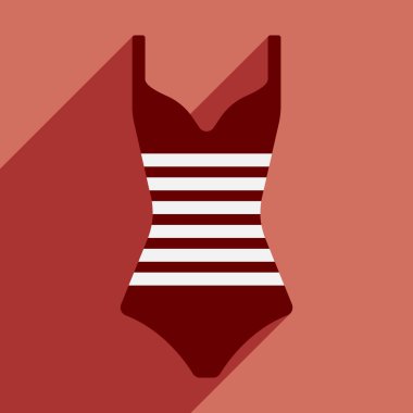 Flat with shadow icon and mobile application swimsuit vector