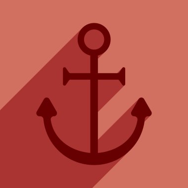 Düz gölge simgesi ve mobil uygulama çapa ile