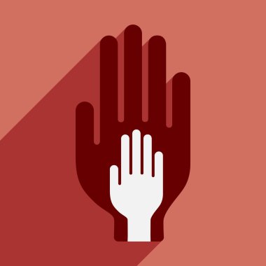 Düz gölge simgesi ve mobil uygulama güven logo ile