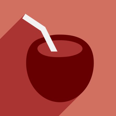 Düz gölge simgesi ve mobil uygulama Hindistan cevizi kokteyl ile