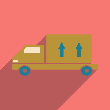 Düz gölge simgesi ve mobil uygulama dağıtım kamyonu ile