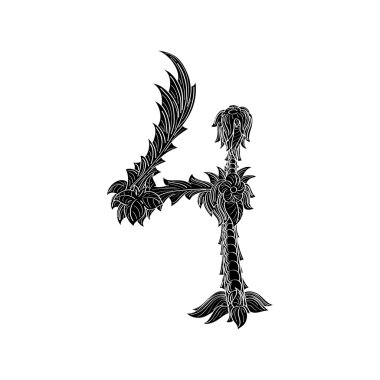 4 numaralı logo simge siyah beyaz tasarlamak 