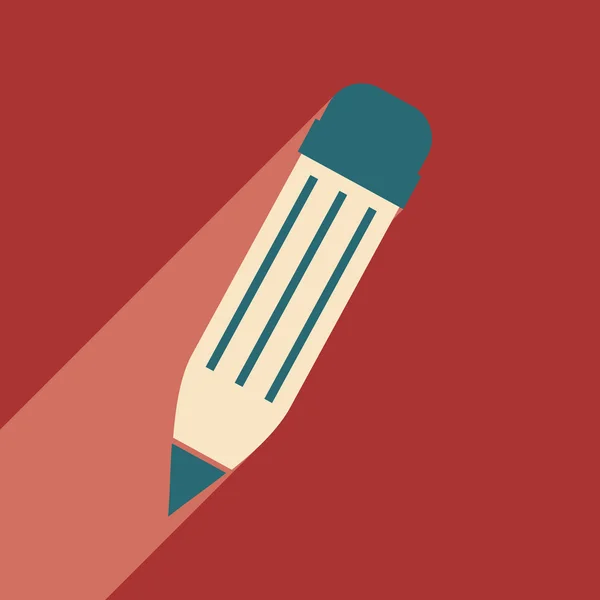 Piso con icono de sombra y aplicación móvil lápiz de color — Vector de stock