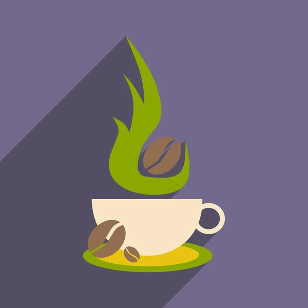 Piso con icono de sombra y aplicación móvil aroma café — Archivo Imágenes Vectoriales