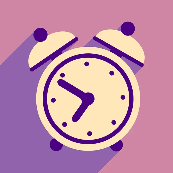 Piso con icono de sombra y aplicación móvil reloj despertador — Vector de stock