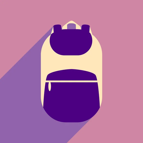 Plat avec icône d'ombre et sac à dos d'application mobile — Image vectorielle