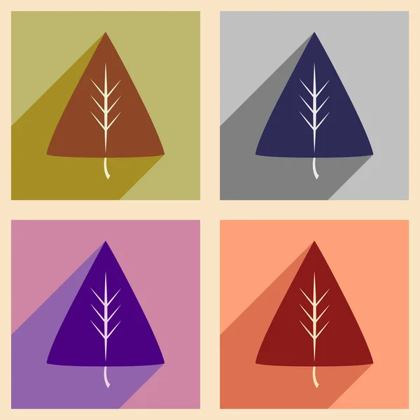 Concept plat avec ombre et feuilles d'application mobile — Image vectorielle