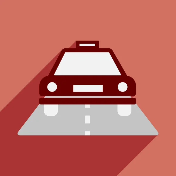 Piso con icono de sombra y aplicación móvil taxi — Vector de stock