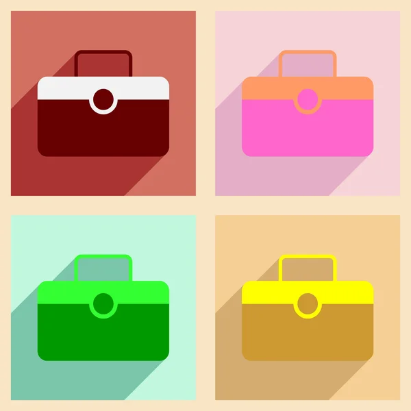 フラット影概念とモバイル アプリケーションの小型スーツケース — ストックベクタ