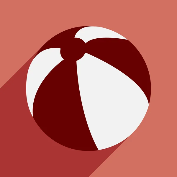 Plochá s ikonou stín a mobilní aplikace beach ball — Stockový vektor