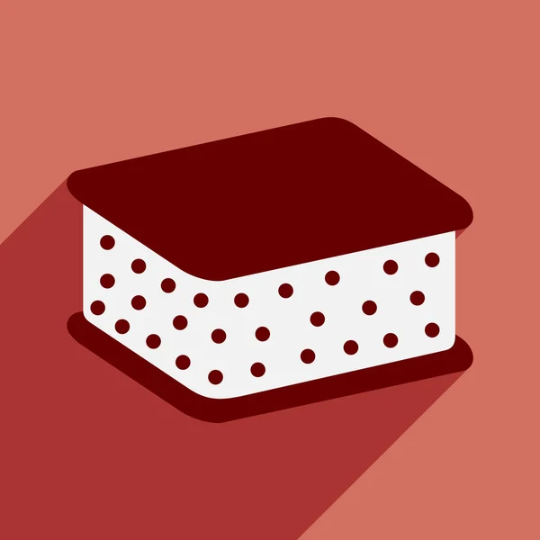 Plano com ícone de sombra e aplicação móvel de sorvete sundae — Vetor de Stock